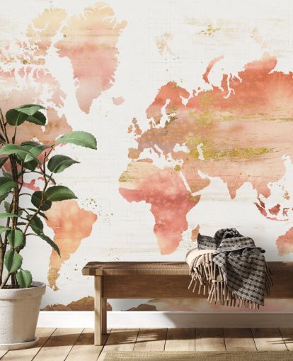 orange and terracotta world map wallpaper