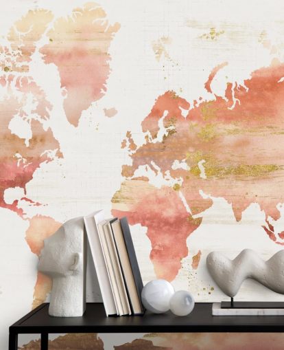 orange and terracotta world map wallpaper