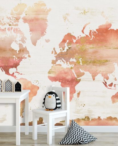 orange and terracotta world map wallpaper