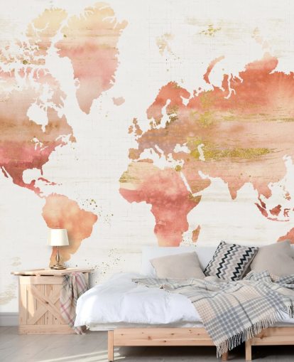 orange and terracotta world map wallpaper