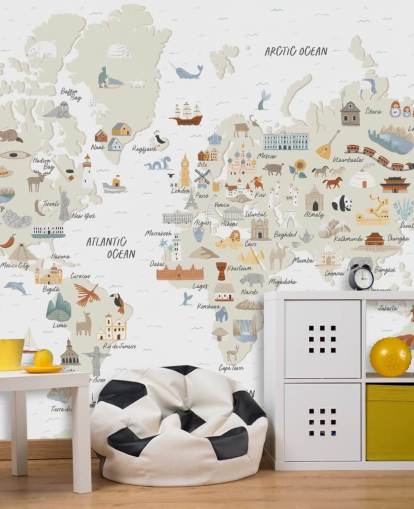 carta da parati naturale per bambini con mappa del mondo carta da parati naturale per bambini con mappa del mondo