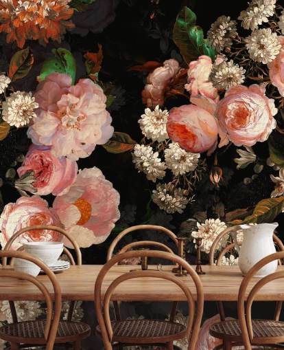 pink roses on dark background wallpaper