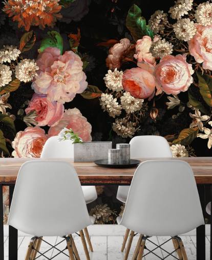 pink roses on dark background wallpaper