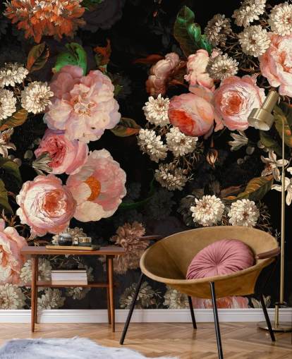 pink roses on dark background wallpaper