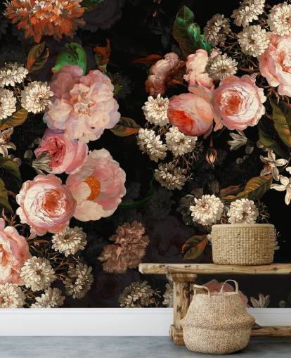 pink roses on dark background wallpaper