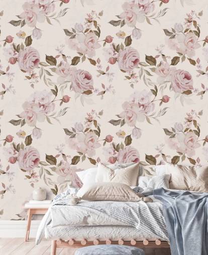 dusty pink floral wallpaper