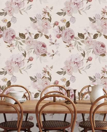 dusty pink floral wallpaper