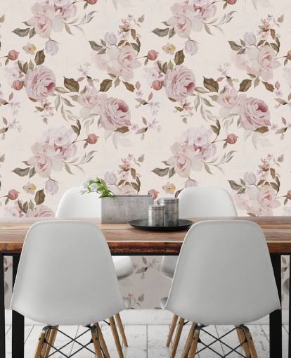 støvete rosa floral tapet