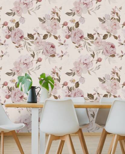 støvede lyserøde blomster tapet