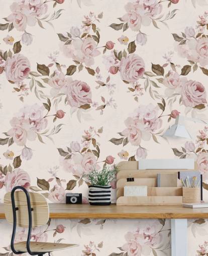 dusty pink floral wallpaper