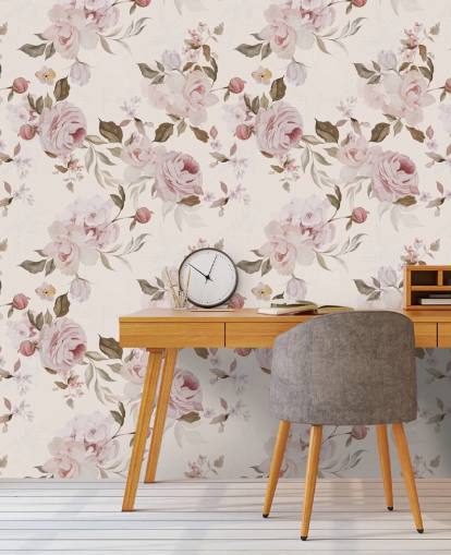 dusty pink floral wallpaper