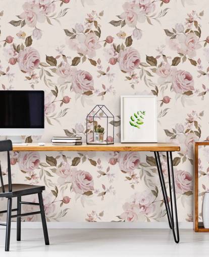 papel pintado floral rosa polvoriento papel pintado floral rosa polvoriento