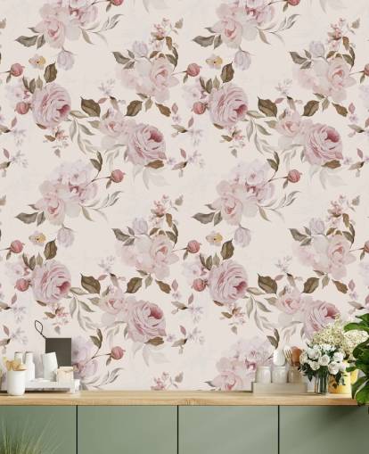 støvete rosa floral tapet støvete rosa floral tapet