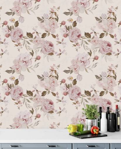 papel de parede floral rosa empoeirado papel de parede floral rosa empoeirado