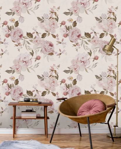 dusty pink floral wallpaper