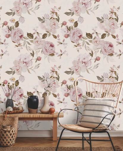 støvede lyserøde blomster tapet støvede lyserøde blomster tapet