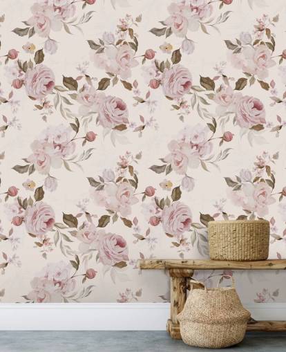 dusty pink floral wallpaper