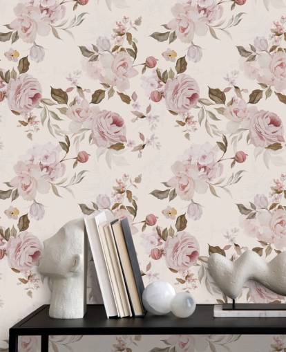 dusty pink floral wallpaper
