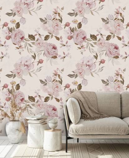 støvete rosa floral tapet støvete rosa floral tapet