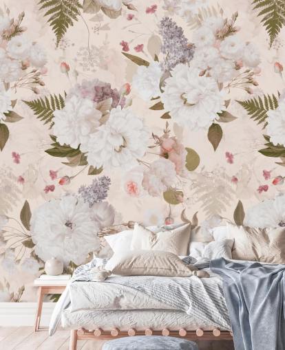 pastel roze bloemenbehang pastel roze bloemenbehang