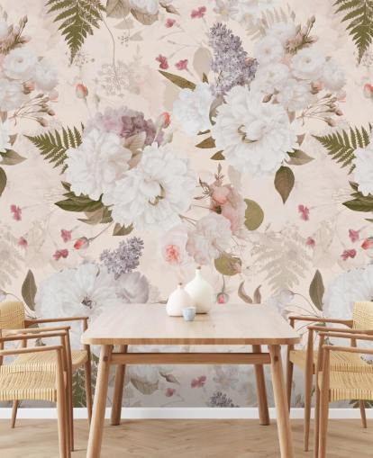papel pintado floral rosa pastel