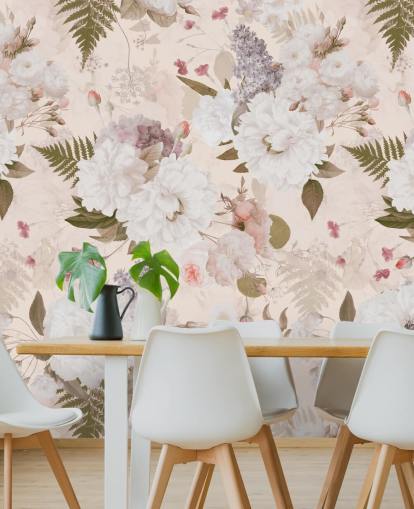 papel de parede floral rosa pastel