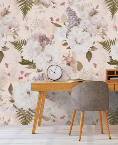 pastell rosa floral tapet