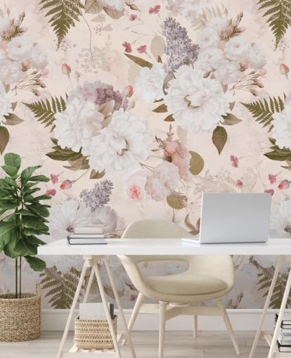 pastel pink floral wallpaper