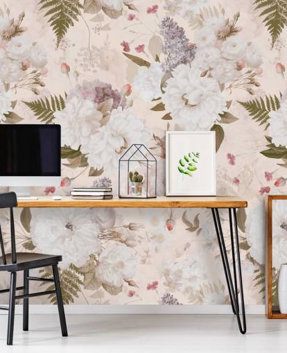pastell rosa floral tapet