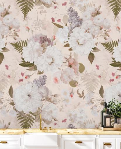 pastel pink floral wallpaper