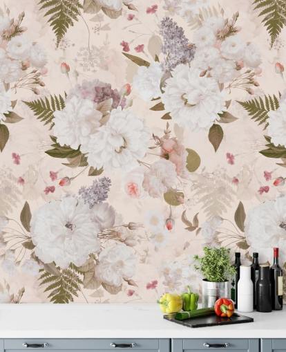 pastel pink blomster tapet