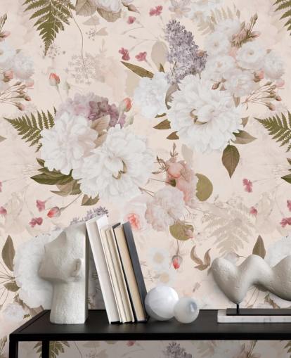 pastel pink blomster tapet