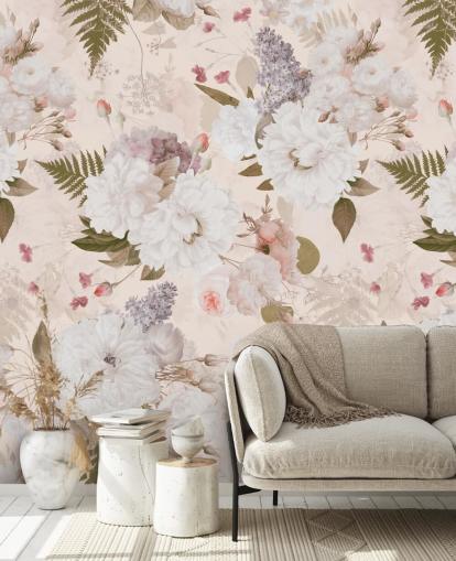 pastel pink blomster tapet pastel pink blomster tapet