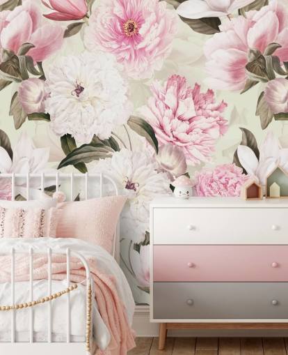 Blush Vintage Pfingstrosen Frühling Garten Tapete