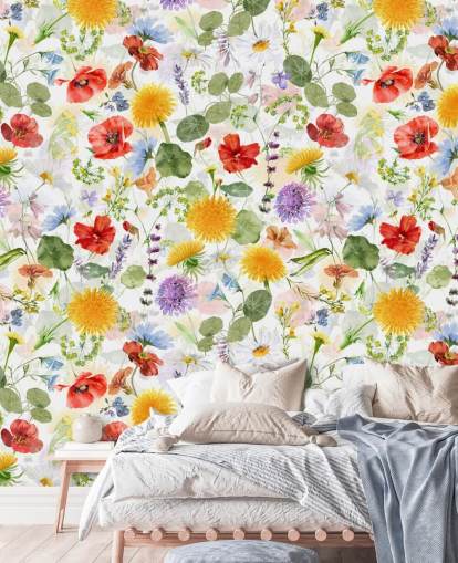 papel de parede colorido flores silvestres papel de parede colorido flores silvestres