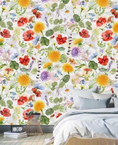 farverige vilde blomster tapet farverige vilde blomster tapet