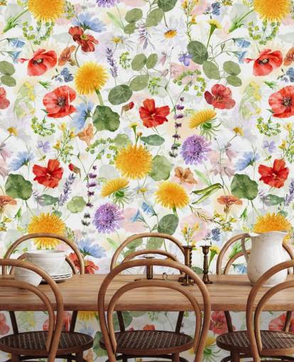 carta da parati fiori selvatici colorati