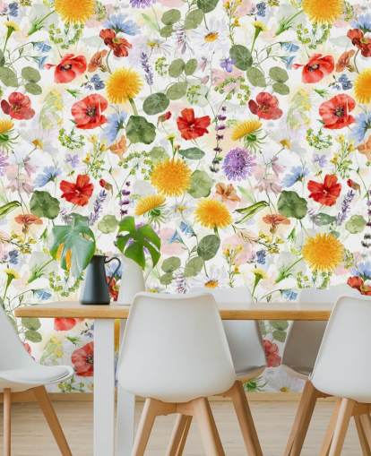 fargerike villblomster tapet