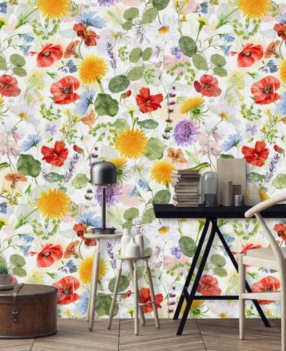 papel de parede colorido flores silvestres