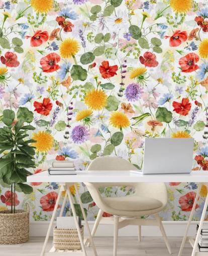 carta da parati fiori selvatici colorati