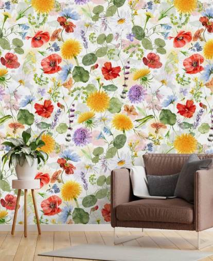 papel de parede colorido flores silvestres papel de parede colorido flores silvestres