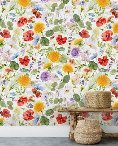 fargerike villblomster tapet