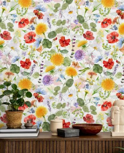 papel de parede colorido flores silvestres