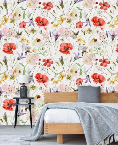 poppies and wildflowers wallpaper