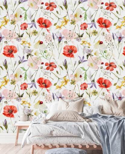 poppies and wildflowers wallpaper
