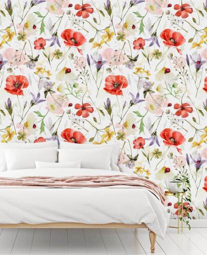poppies and wildflowers wallpaper