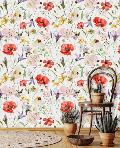 Mohnblumen und Wildblumen Tapete Mohnblumen und Wildblumen Tapete