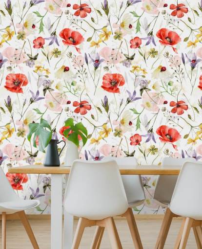 poppies and wildflowers wallpaper