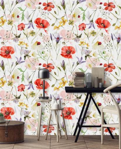 Mohnblumen und Wildblumen Tapete Mohnblumen und Wildblumen Tapete