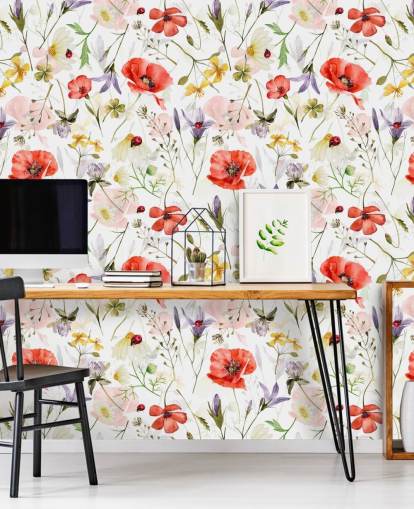 papavers en wilde bloemen behang papavers en wilde bloemen behang